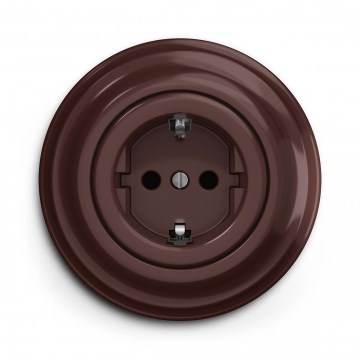 Kliklap - Ретро домашен контакт с рамка SCHUKO 230V/16A кафяв