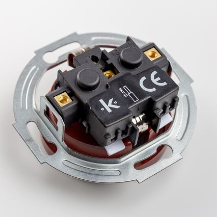 Kliklap - Ретро домашен контакт с рамка SCHUKO 230V/16A кафяв