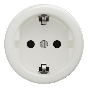 Kliklap - Ретро домашен контакт SCHUKO 230V/16A без рамка, керамичен, бял