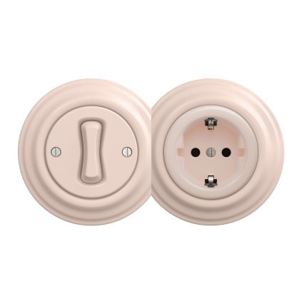 Kliklap - Ретро домашен контакт SCHUKO без рамка 230V/16A, старо розово