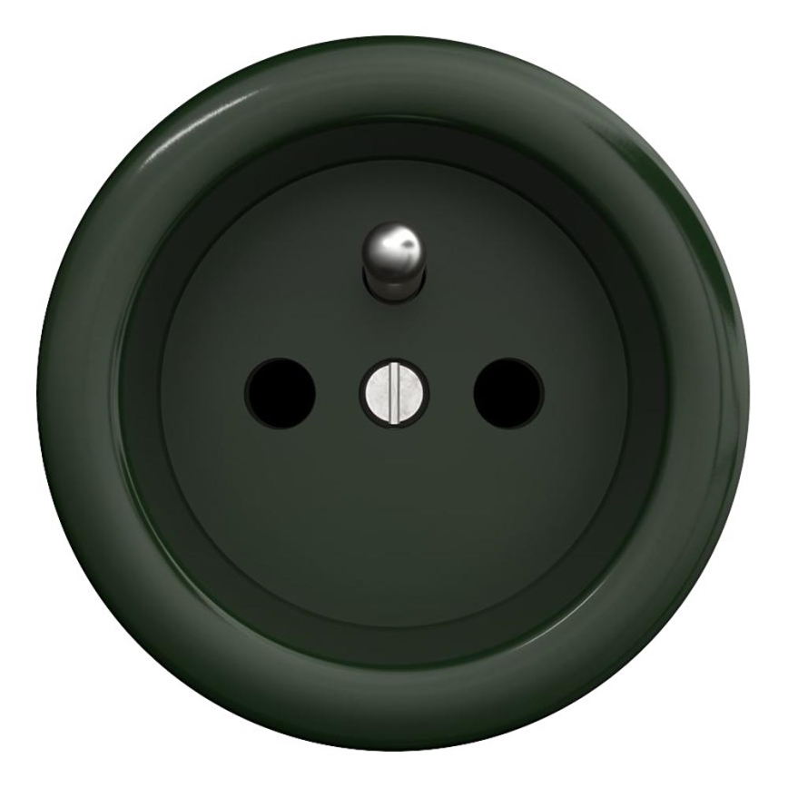 Kliklap - ретро домашна електрическа розетка без рамка, 230 V, зелена