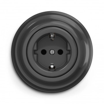 Kliklap - Ретро домашна електрическа розетка с рамка SCHUKO 230V/16A антрацит