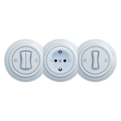 Kliklap - Ретро домашна розетка без рамка SCHUKO 230V/16A синя