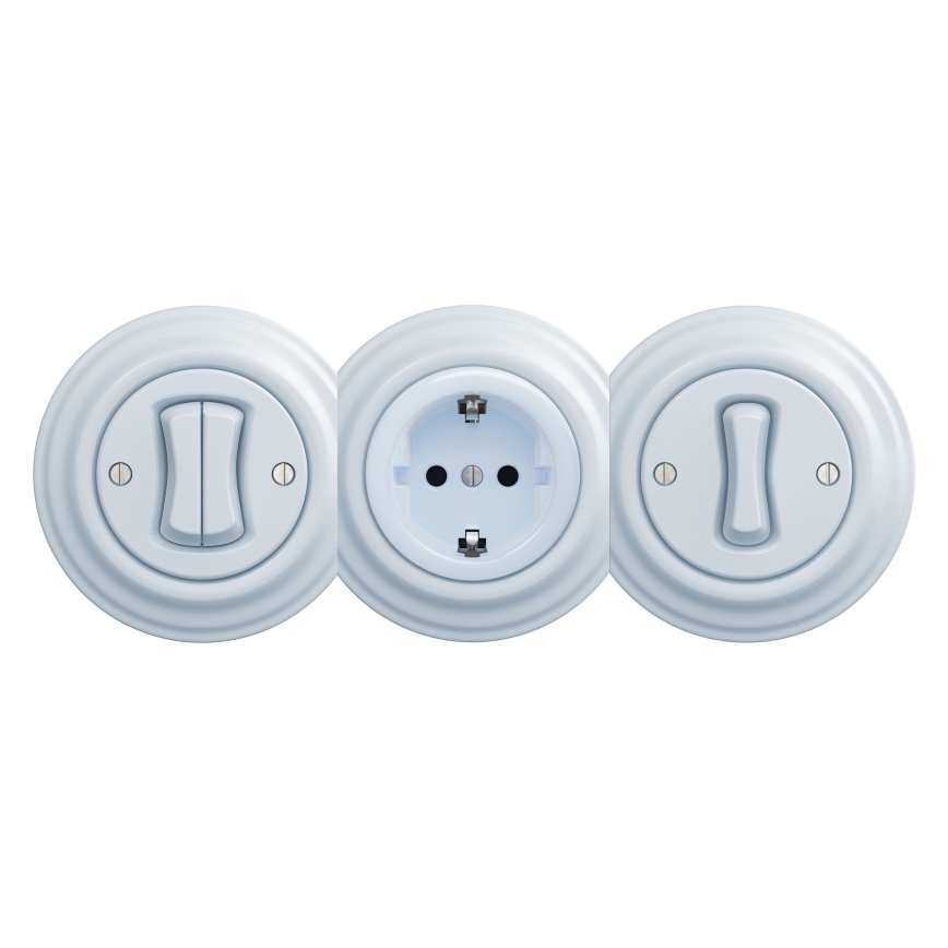 Kliklap - Ретро домашна розетка без рамка SCHUKO 230V/16A синя