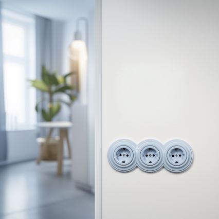 Kliklap - Ретро домашна розетка без рамка SCHUKO 230V/16A синя