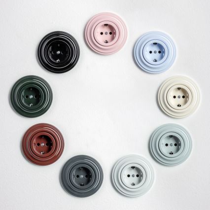 Kliklap - Ретро домашна розетка с рамка SCHUKO 230V/16A черна