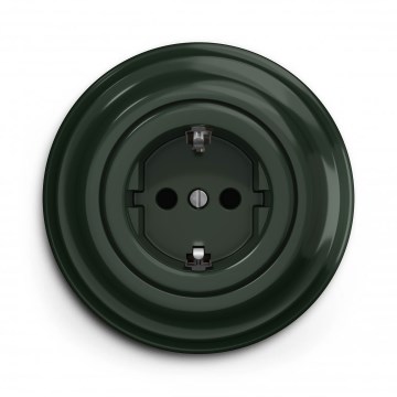 Kliklap - Ретро домашна розетка SCHUKO с рамка 230V/16A зелена