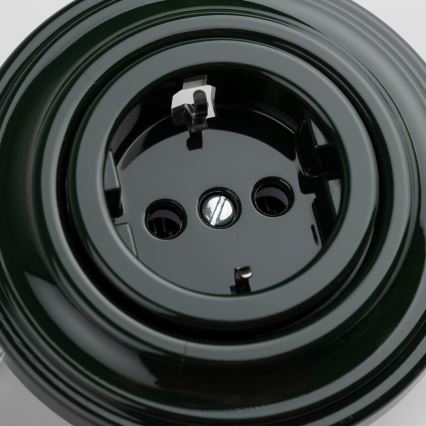 Kliklap - Ретро домашна розетка SCHUKO с рамка 230V/16A, зелена