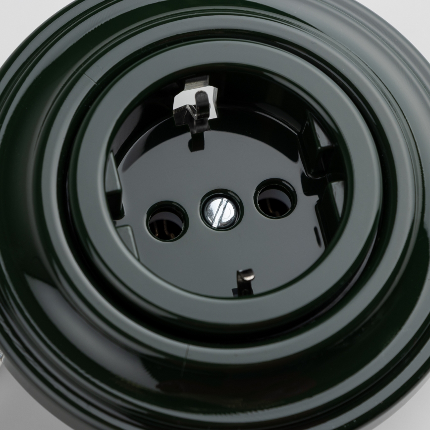 Kliklap - Ретро домашна розетка SCHUKO с рамка 230V/16A, зелена