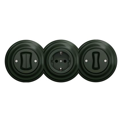 Kliklap - Ретро домашна SCHUKO розетка без рамка, 230 V/16 A, зелена