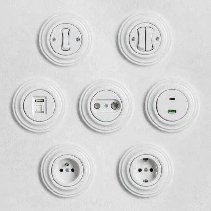 Kliklap - Ретро двоен бутон с рамка в снежнобял цвят