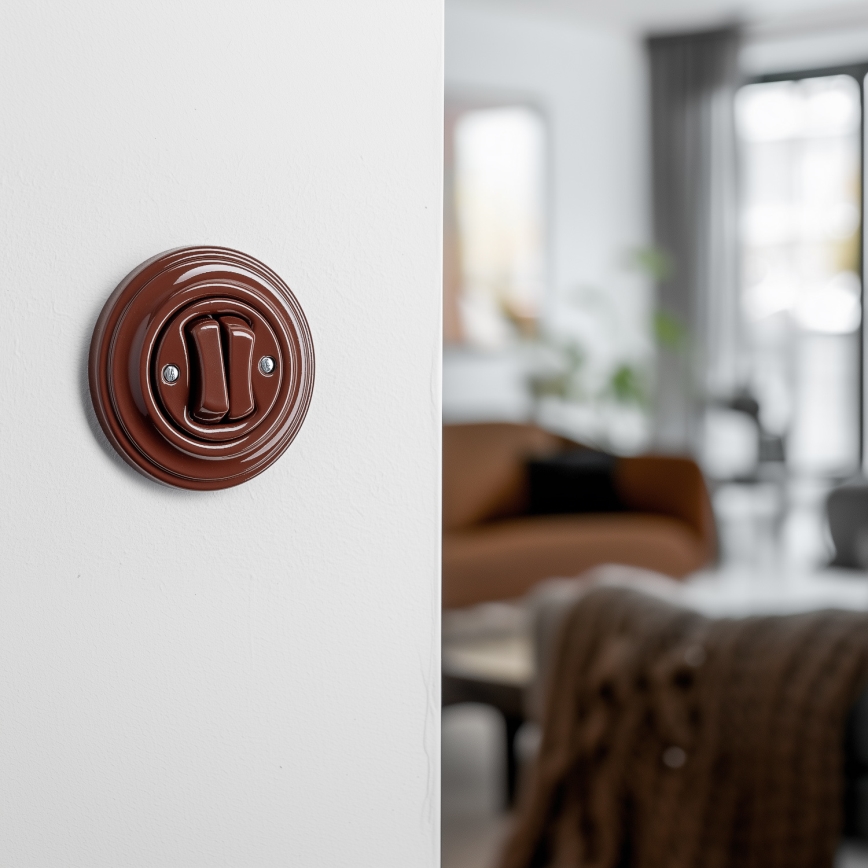 Kliklap - Ретро двоен бутон с кафява рамка