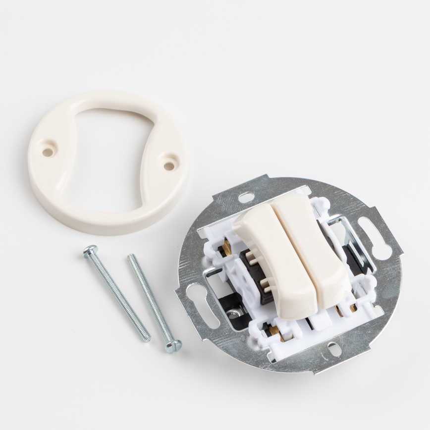 Kliklap - Ретро двоен стълбищен ключ без рамка № 6+6 бежов