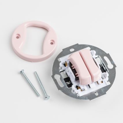 Kliklap - Ретро двоен стълбищен ключ без рамка № 6+6 старо-розово