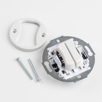 Kliklap - Ретро двоен стълбищен ключ без рамка № 6+6, керамичен, бял