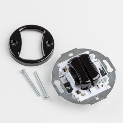 Kliklap - Ретро двоен стълбищен ключ с рамка № 6+6 черен