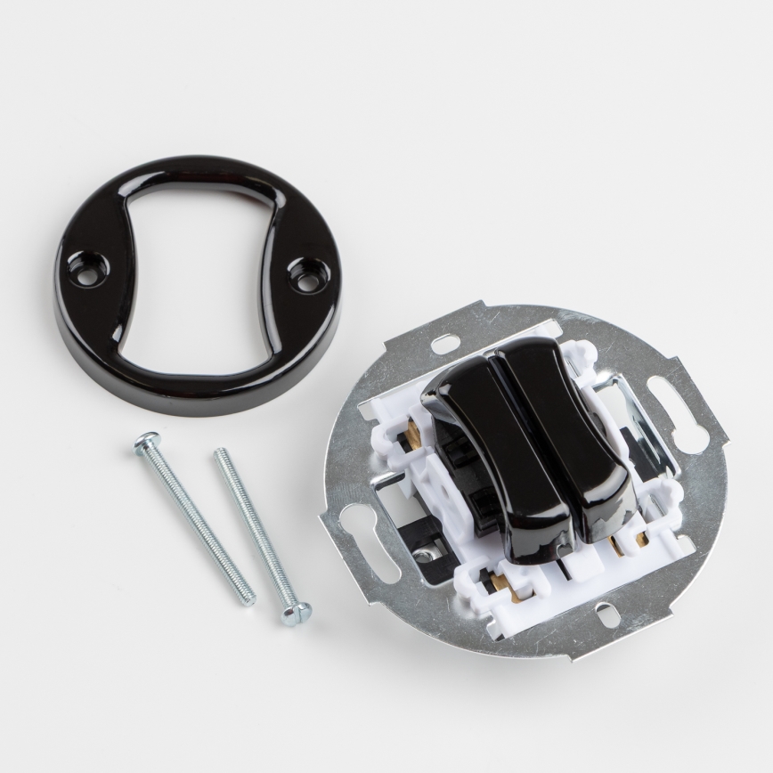 Kliklap - Ретро двоен стълбищен ключ с рамка № 6+6 черен