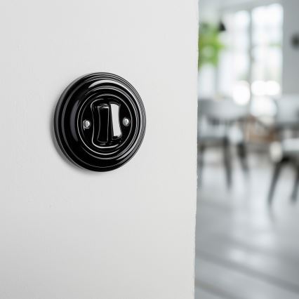 Kliklap - Ретро двоен стълбищен ключ с рамка № 6+6 черен