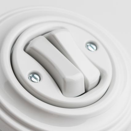 Kliklap - Ретро двоен стълбищен ключ с рамка № 6+6 керамично бяло