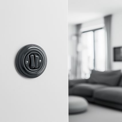 Kliklap - Ретро двоен ключ за стълбище с рамка № 6+6, антрацит