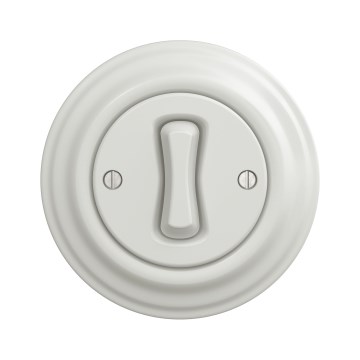 Kliklap - Ретро еднополюсен превключвател с рамка  № 1 керамичен бял