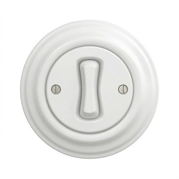 Kliklap - ретро еднополюсен ключ с рамка № 1 снежнобял