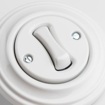 Kliklap - ретро еднополюсен ключ с рамка № 1 снежнобял