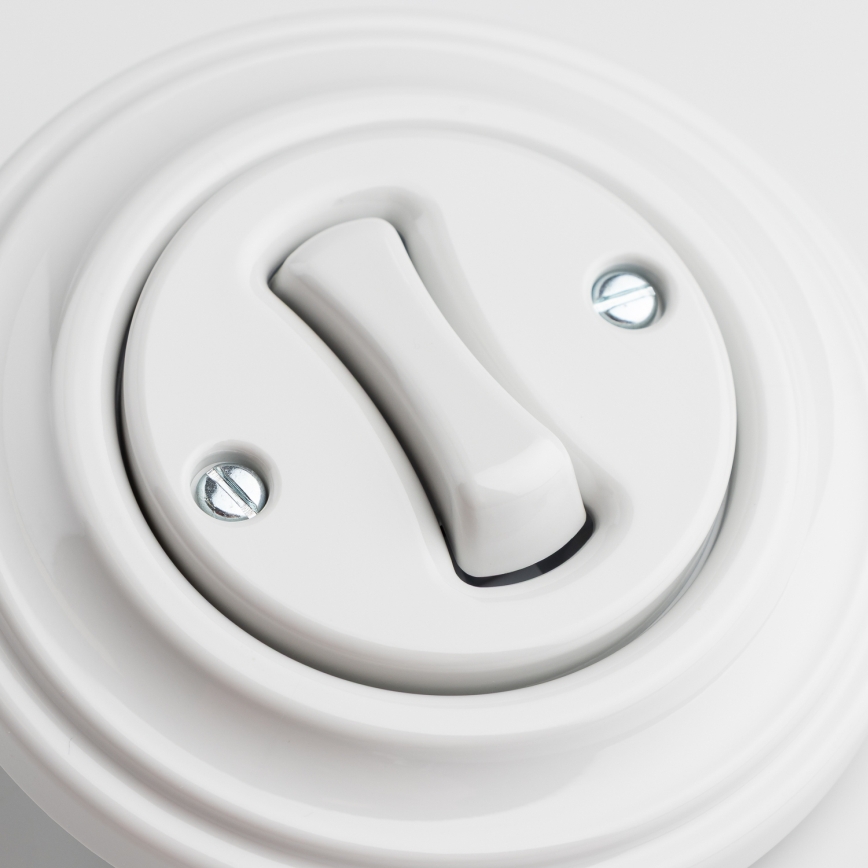 Kliklap - ретро еднополюсен ключ с рамка № 1 снежнобял