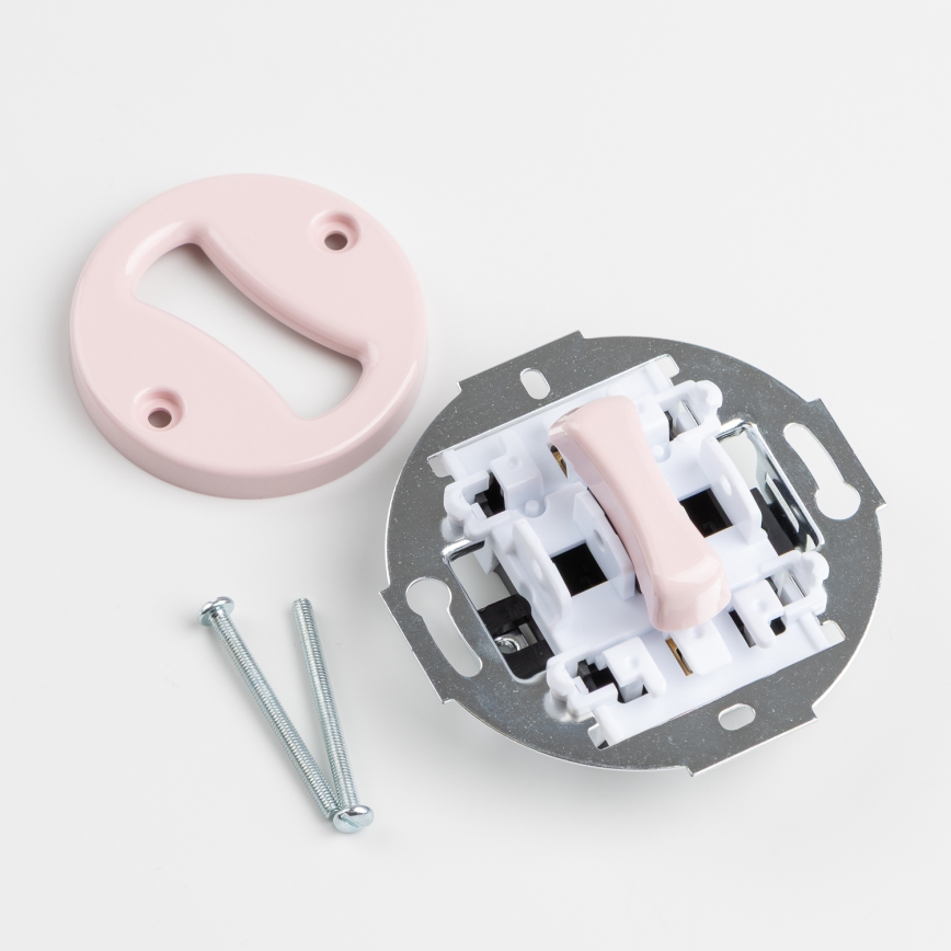 Kliklap - Ретро еднополюсен ключ № 1 и розетка 230 V с рамка в приглушено розово