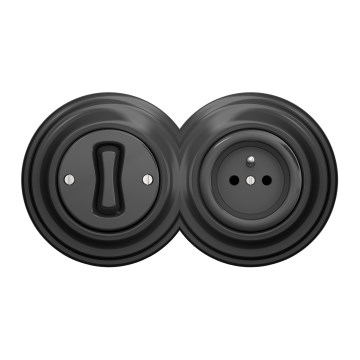 Kliklap - Ретро еднополюсен ключ № 1 и розетка 230V с рамка в цвят антрацит