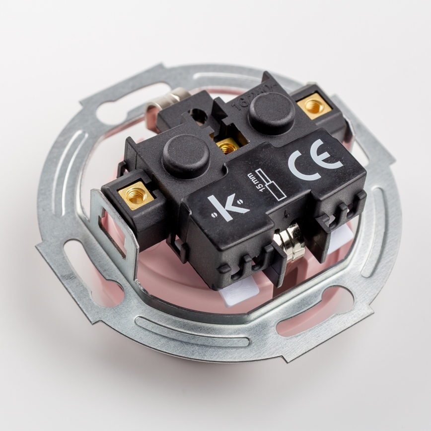 Kliklap - Ретро еднополюсен ключ № 1 и SCHUKO розетка 230 V с рамка в старорозов цвят