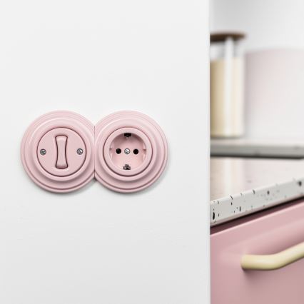 Kliklap - Ретро еднополюсен ключ № 1 и SCHUKO розетка 230 V с рамка в старорозов цвят