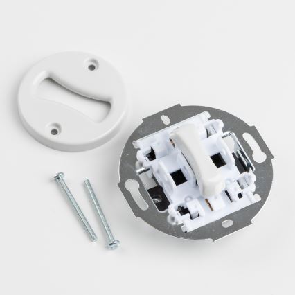 Kliklap - Ретро еднополюсен ключ №1 и SCHUKO контакт 230 V с рамка, керамично бял