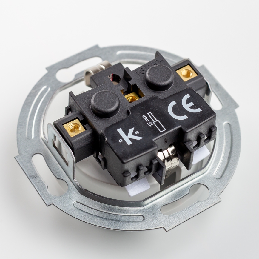 Kliklap - Ретро еднополюсен ключ №1 и SCHUKO контакт 230 V с рамка, керамично бял