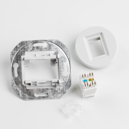 Kliklap - Ретро мрежова розетка с рамка в снежнобял цвят