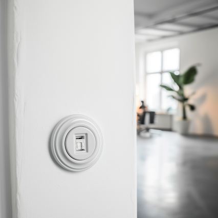 Kliklap - Ретро мрежова розетка с рамка в снежнобял цвят