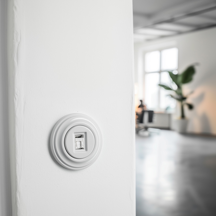 Kliklap - Ретро мрежова розетка с рамка в снежнобял цвят