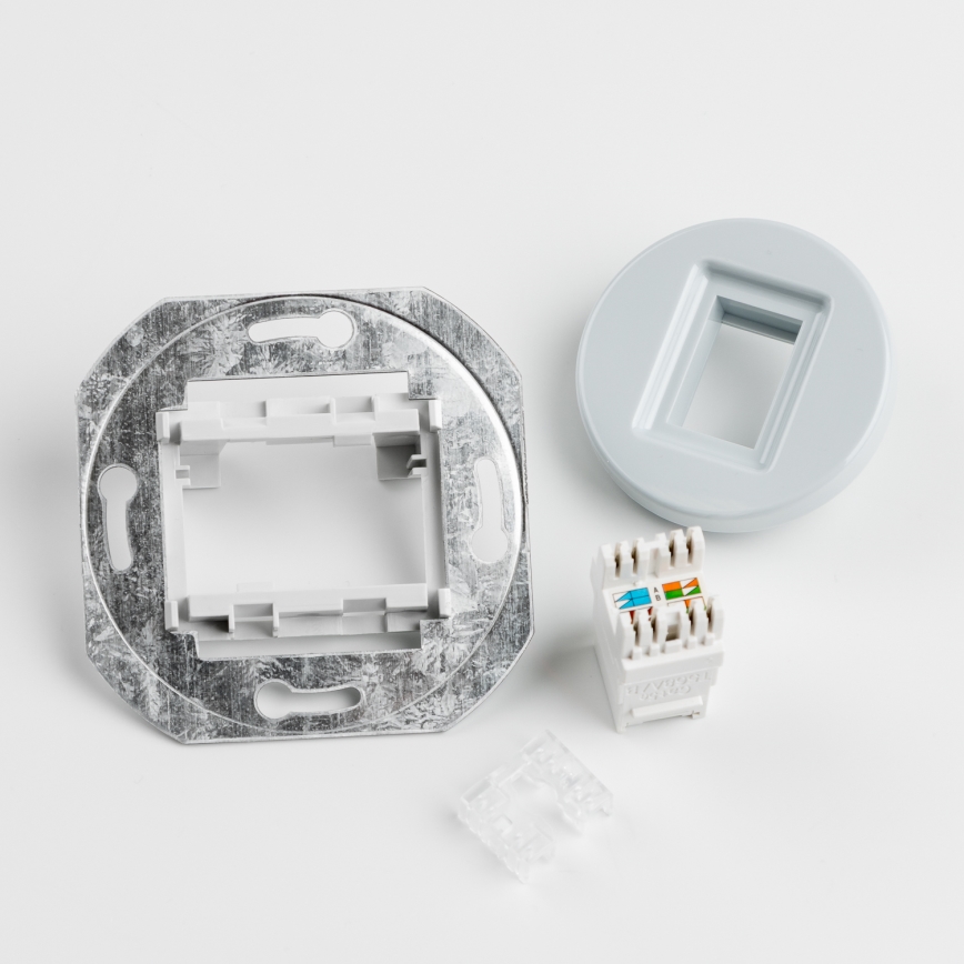 Kliklap - Ретро розетка за данни с рамка, сива