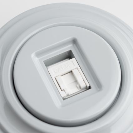 Kliklap - Ретро розетка за данни с рамка, сива
