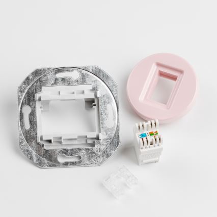 Kliklap - Ретро розетка за данни с рамка, старорозова