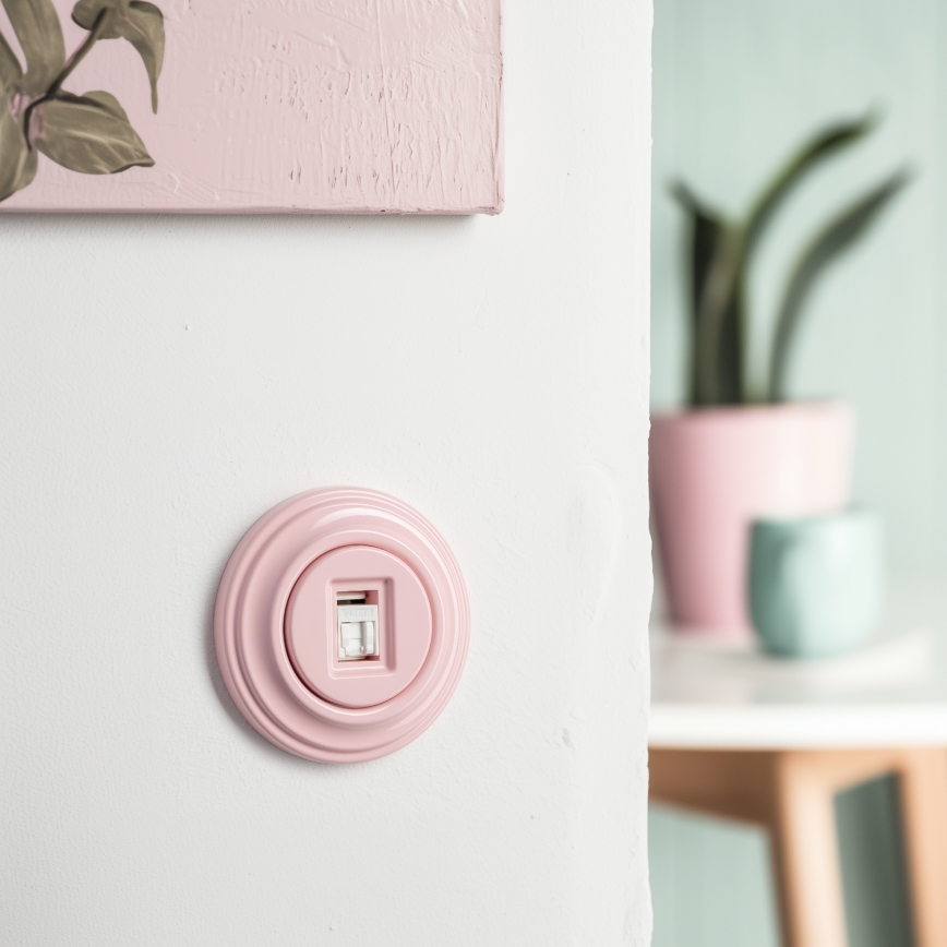 Kliklap - Ретро розетка за данни с рамка, старорозова