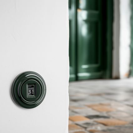 Kliklap - Ретро розетка за данни с рамка, зелена