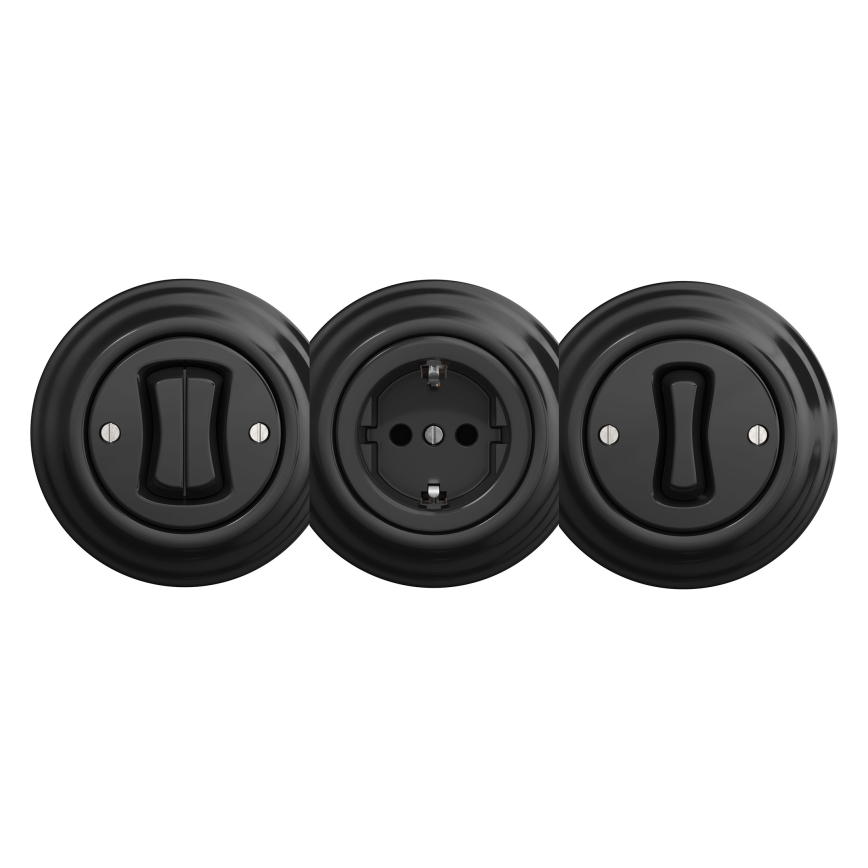 Kliklap - Ретро розетка за дома без рамка SCHUKO 230V/16A черна