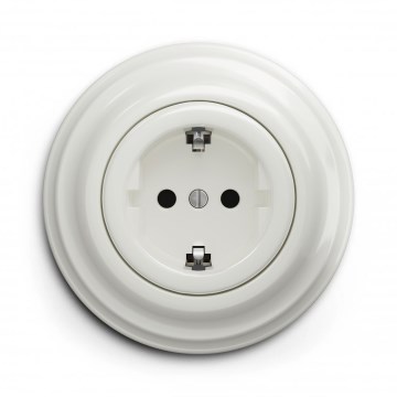 Kliklap - Ретро розетка за дома с рамка SCHUKO 230V/16A, бяла