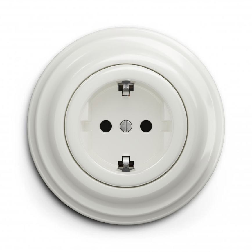 Kliklap - Ретро розетка за дома с рамка SCHUKO 230V/16A, бяла