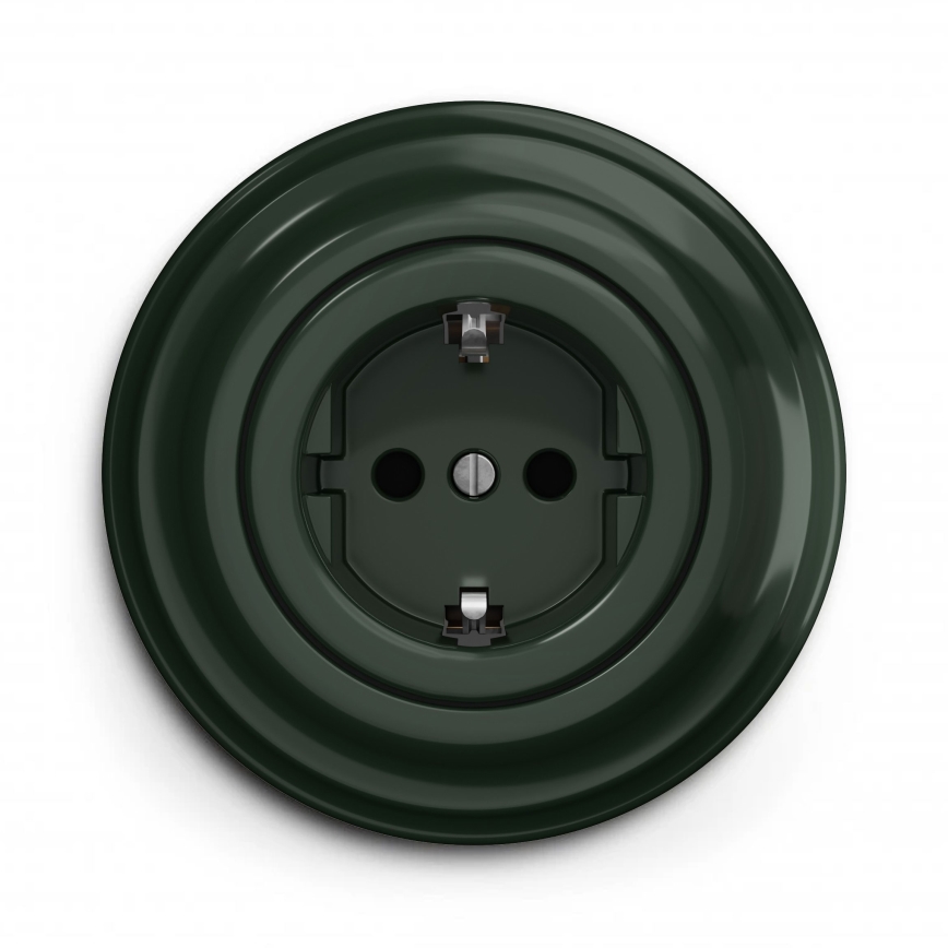 Kliklap - ретро розетка за дома с рамка SCHUKO 230V/16A, зелена