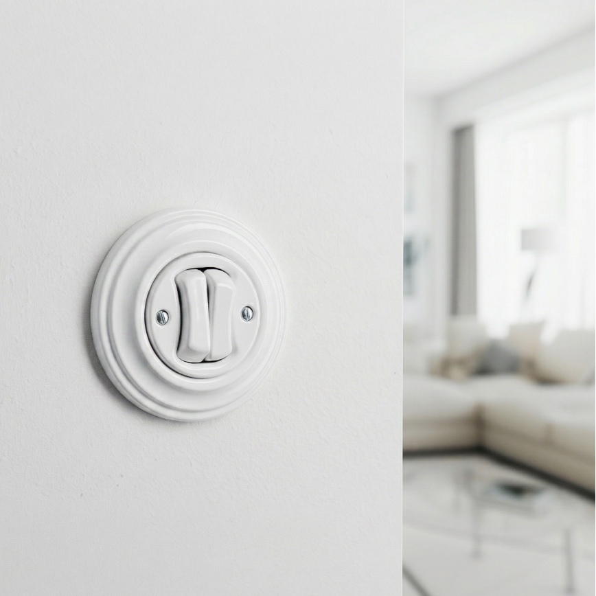 Kliklap - Retro серийен ключ с рамка № 5 снежно бял