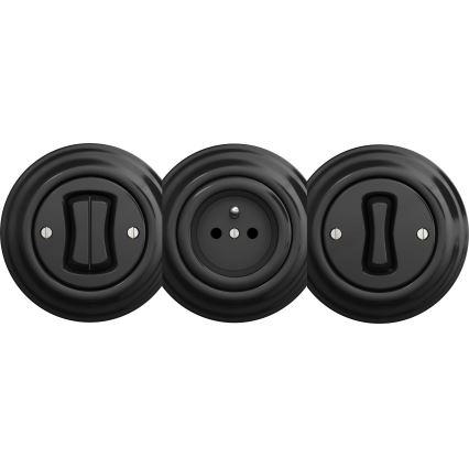 Kliklap - Ретро серийно превключвател без рамка № 5 черен