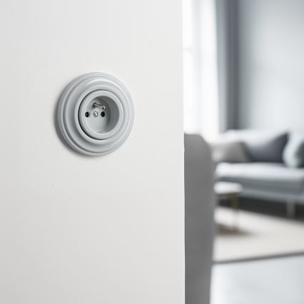 Kliklap - Ретро стенен контакт с рамка, 230 V, сив