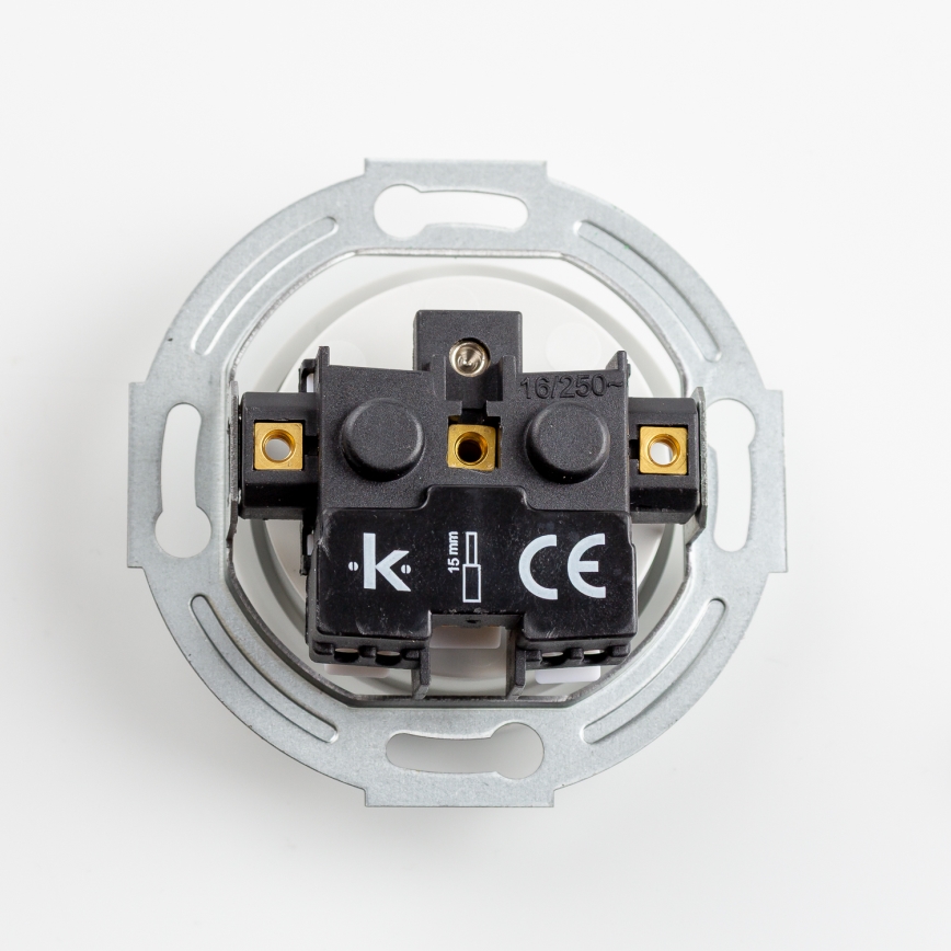 Kliklap - Ретро стенен контакт с рамка, 230 V, керамичен, бял